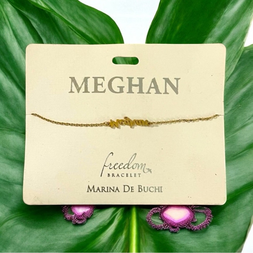 Freedom Marina De Buchi NWT  personalized “Meghan” Gold plated  Bracelet